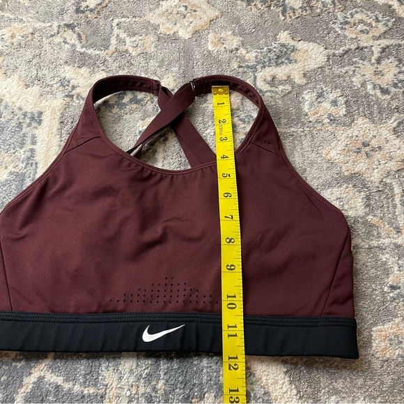 Nike Women's Dark Red and Black Sports Bra - Picture 4 of 5